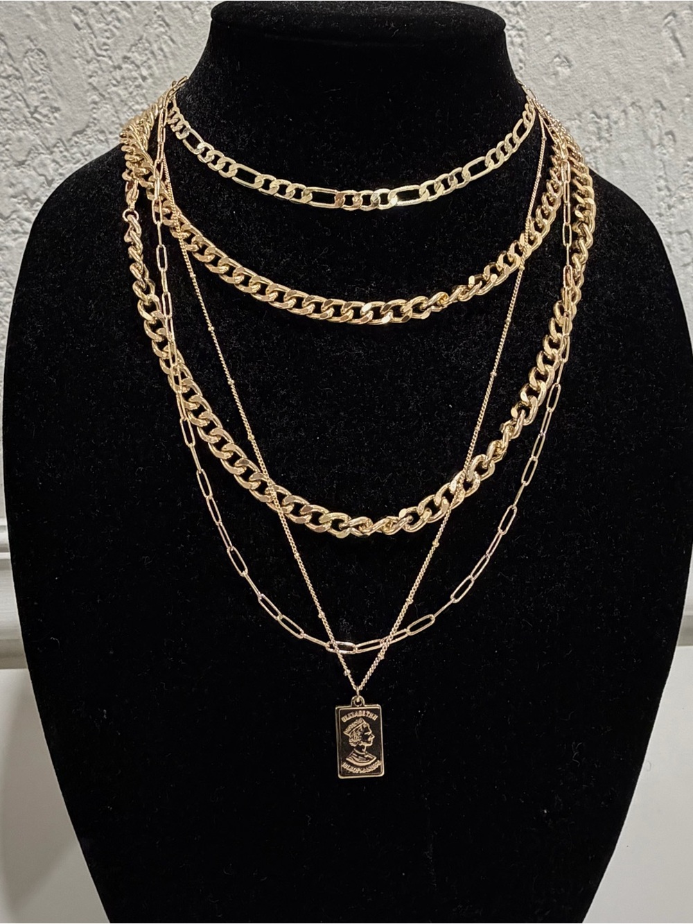 Custom Made Gold-Tone Layered Chain Necklace Set - Women Jewelry